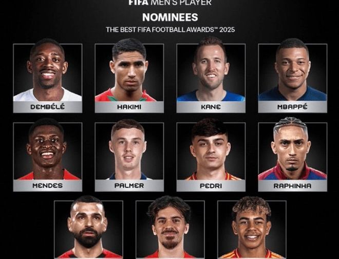 2025年世界足球先生11人候選名單出爐：巴黎四巨星領銜